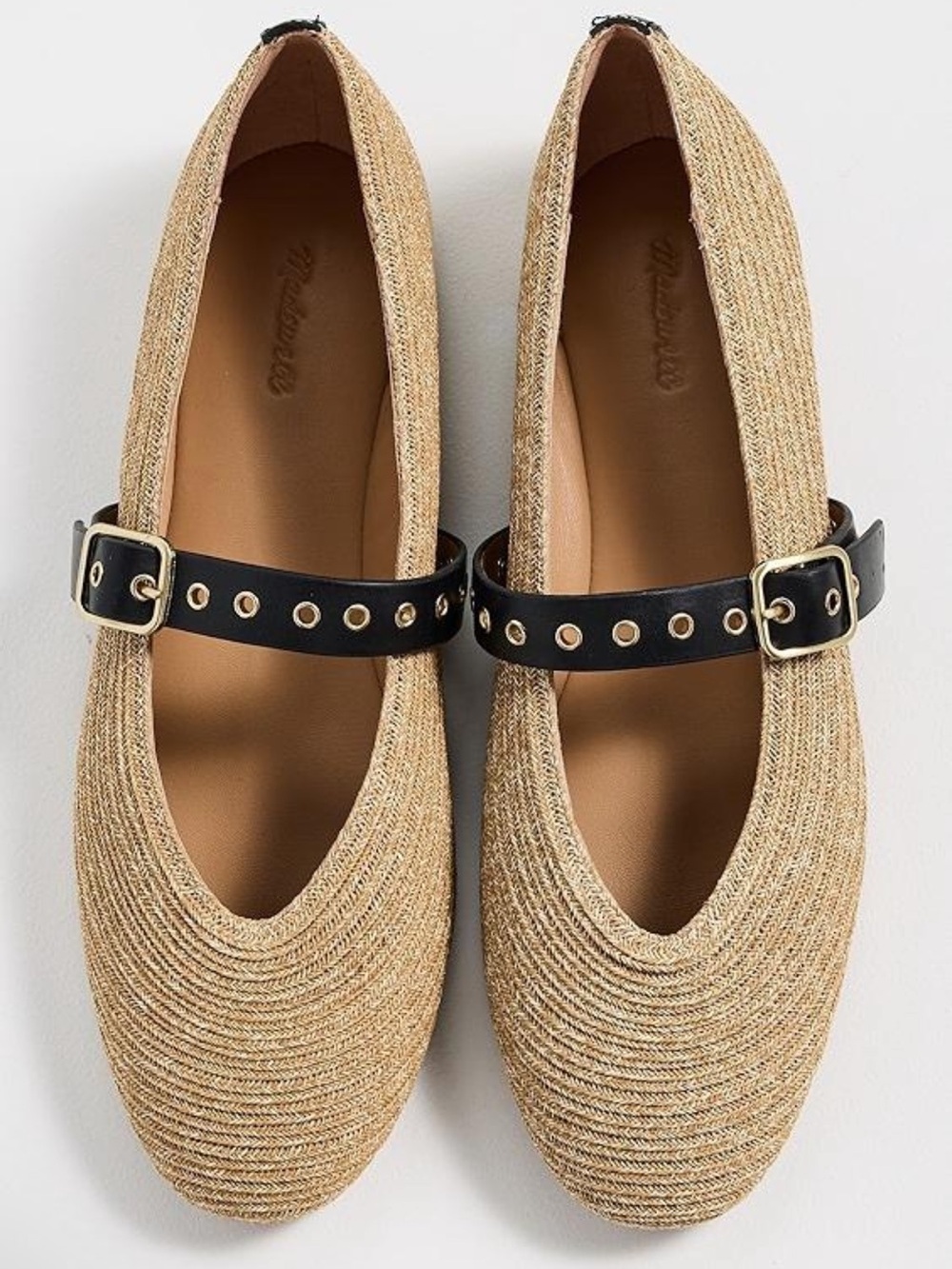 Madewell Remy Raffia Mary Jane Flats in Natural Multi NWOT 8